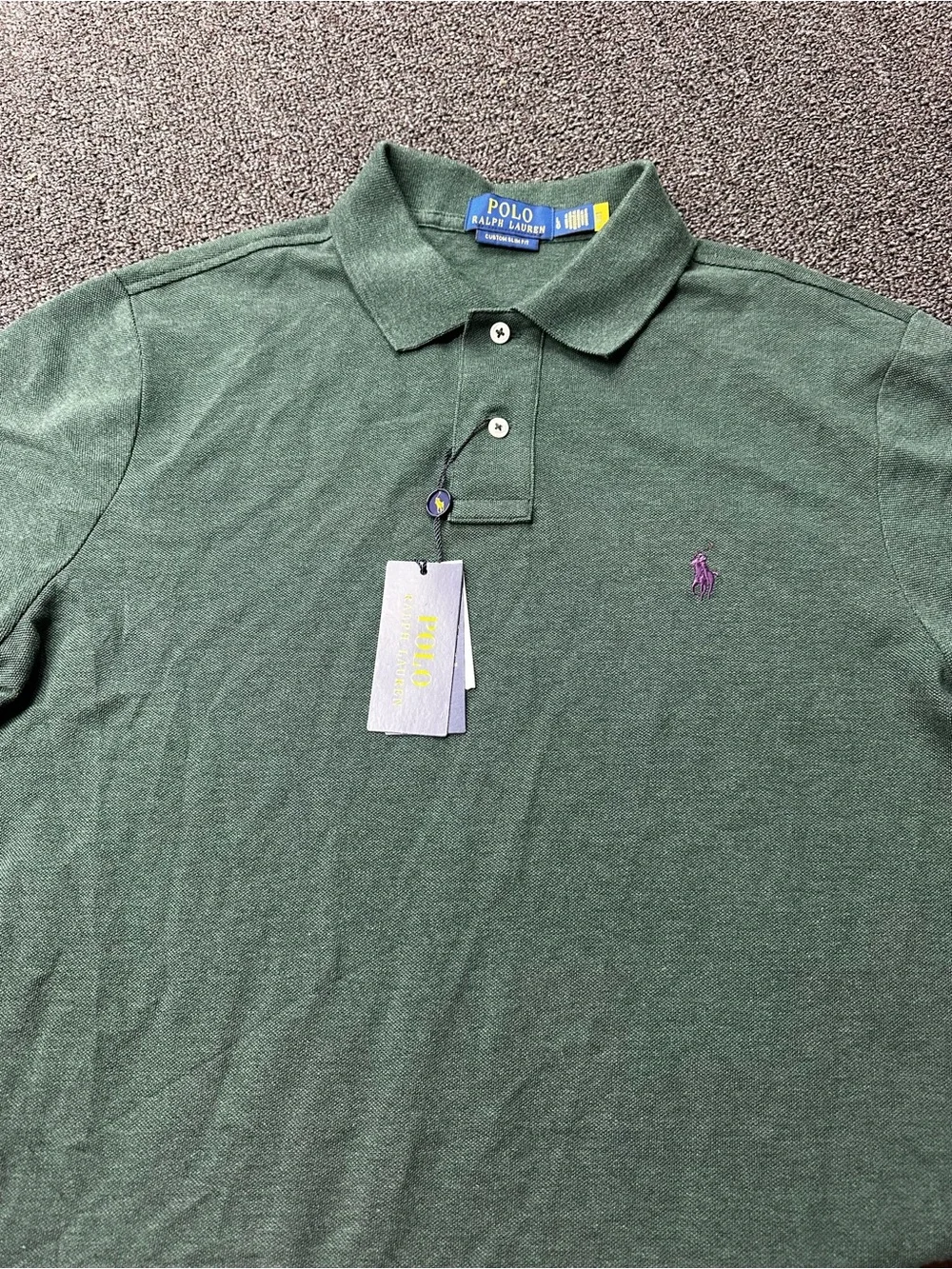 Polo Ralph Lauren The Iconic Mesh Polo Custom Slim Fit Size L Green -NWT